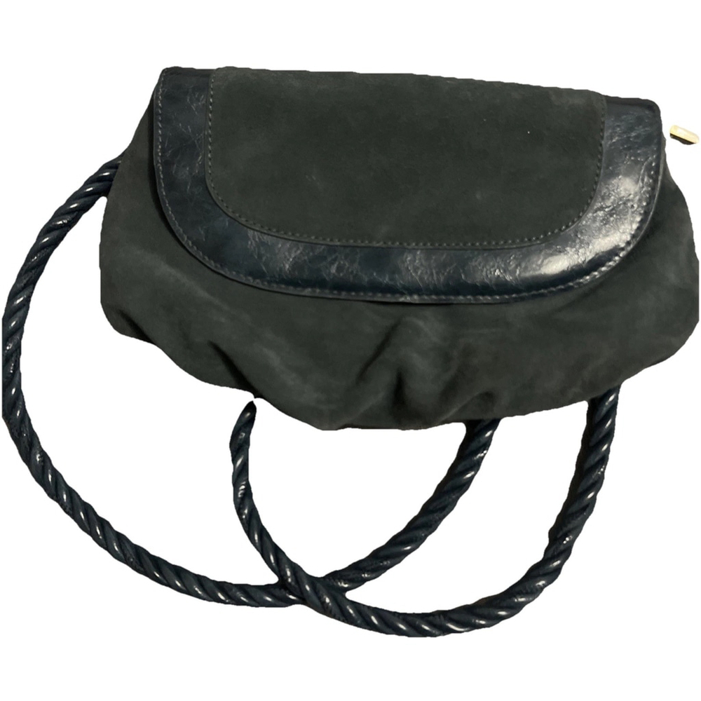 Anthropologie Suede Rope Strap Shoulder Bag | Slate Blue | Vintage Y2K Boho Bag